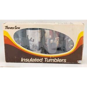 Vintage Thermo-Serv 12oz Cups Insulated Tumblers 4 Pc Set Freedom USA Thermos